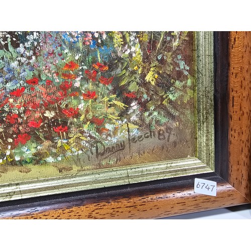 77 - A collection of 4 original framed artwork to include  a country scene with Rhododendrons in the fore... 