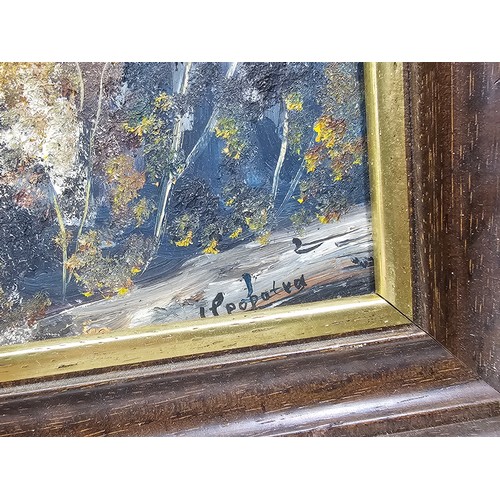 78 - A collection of 4 pictures to include an original oil on board painting of a Greek scene of a lady l... 