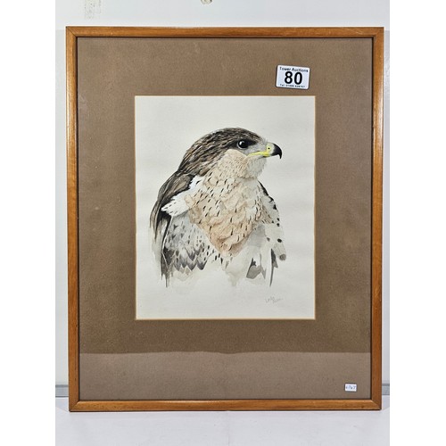 80 - A collection of 3 pictures to include a hand painted water colour of a Kestrel, a needlepoint pictur... 
