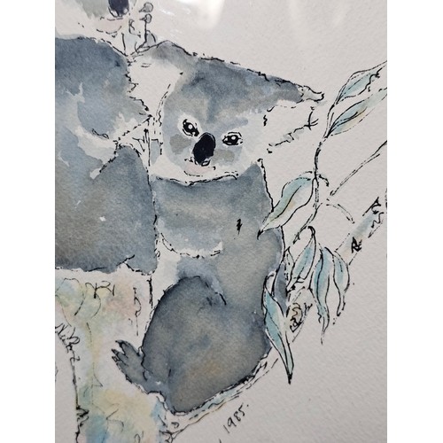 81 - 4 pictures to include a framed and glazed watercolour, a 3D picture of pigs, a framed and glazed wat... 