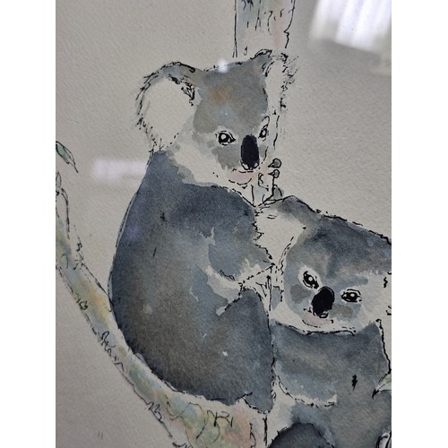 81 - 4 pictures to include a framed and glazed watercolour, a 3D picture of pigs, a framed and glazed wat... 