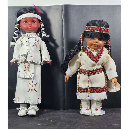 92 - A pair of dolls by the Regal Toy Company. Both dolls are in the form of Native Indians. One is in a ... 