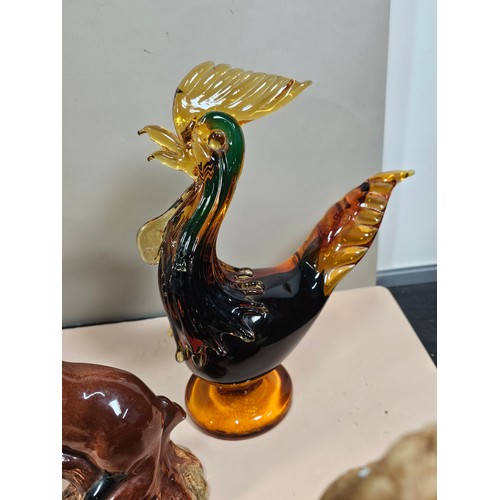 97 - A shelf full of collectables to include 2 ceramic figurines, one of a Squirrel and one of a Kingfish... 