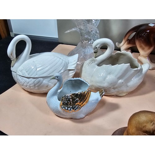 97 - A shelf full of collectables to include 2 ceramic figurines, one of a Squirrel and one of a Kingfish... 