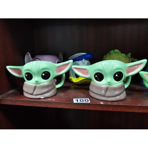 100 - A collection of 10 character mugs to include 3 Star Wars mugs of Baby Yoda, a Disney Mickey and Frie... 