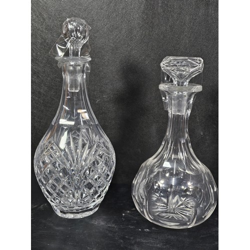 103 - A small quantity of glassware to include 2 cut glass crystal decanters complete original stoppers an... 