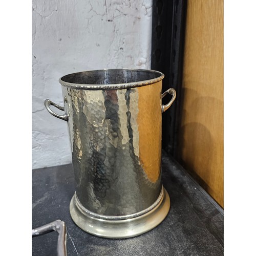 106 - A quantity of silver plated ware to include 2 table top candelabras with 2 matching single stem cand... 