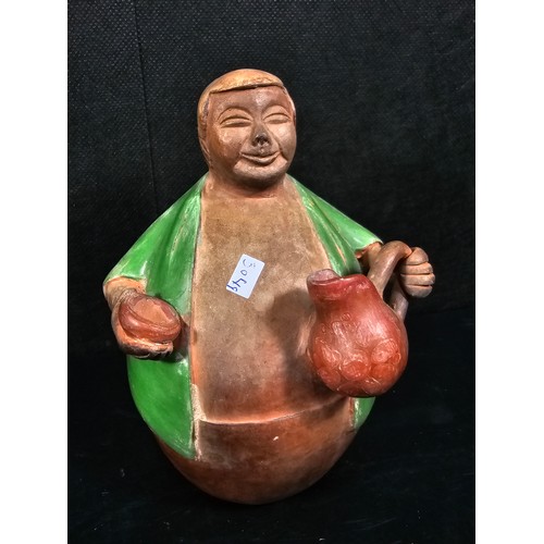 107 - A pair of good quality handmade Peruvian bulbous figures both are hand signed to the base, one of a ... 