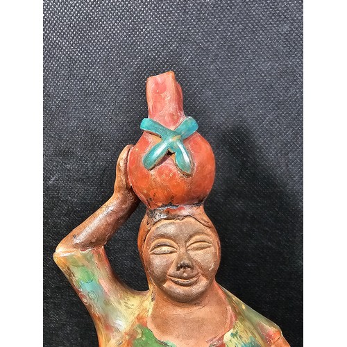 107 - A pair of good quality handmade Peruvian bulbous figures both are hand signed to the base, one of a ... 
