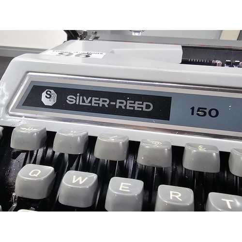 96 - A pair of vintage cased typewriters to include a Maritso 30 type typewriter along with a Silverreed ... 
