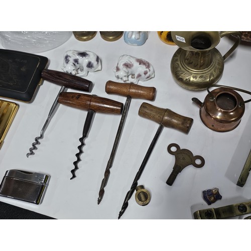 115 - 2x boxes of collectables to include cased HACO 35 S 35mm camera, 4x wooden handled corkscrews, 2x ci... 