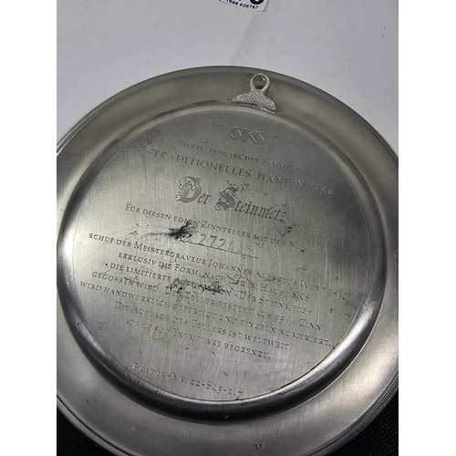 116 - A collection of 8x tin plates each with a different trade design to the front to include Glassblower... 