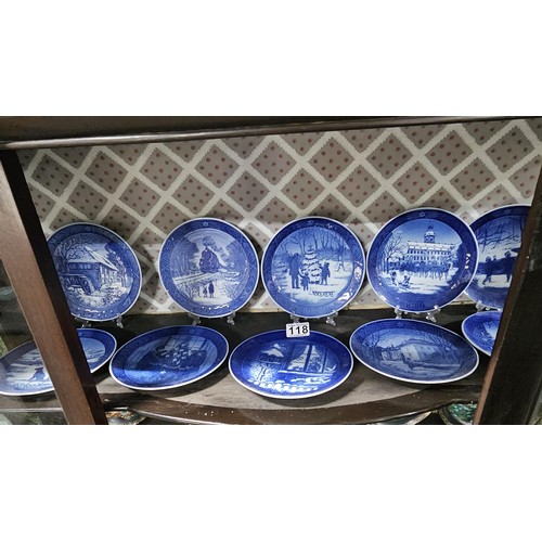 118 - A collection of 10x Christmas themed Royal Copenhagen plates all with different Christmas related pi... 