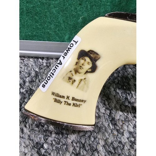 122 - A good quality novelty walking stick in the form of a handgun with a plastic grip with the name Bill... 