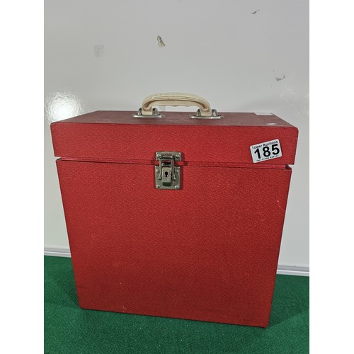 185 - A red record case containing a quantity of over 40x LP's of assorted genre and artists to include Wh... 