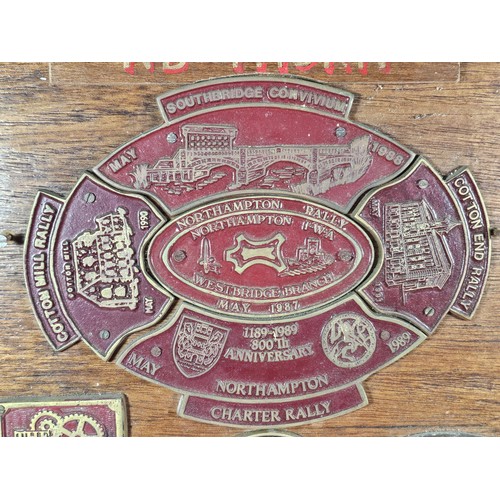 210 - An International Waterways Association (IWA) commemorative Plaque display, comprising of a hardwood ... 