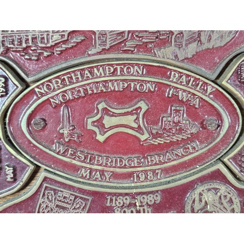 210 - An International Waterways Association (IWA) commemorative Plaque display, comprising of a hardwood ... 