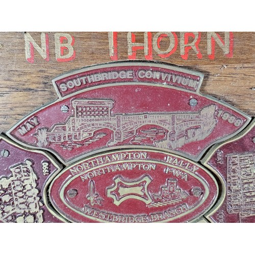 210 - An International Waterways Association (IWA) commemorative Plaque display, comprising of a hardwood ... 