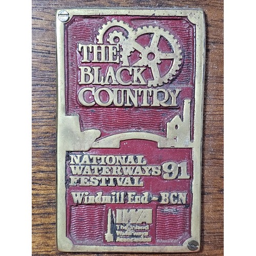 210 - An International Waterways Association (IWA) commemorative Plaque display, comprising of a hardwood ... 