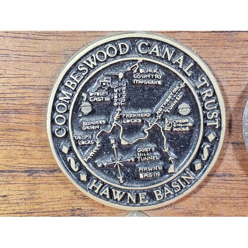 210 - An International Waterways Association (IWA) commemorative Plaque display, comprising of a hardwood ... 