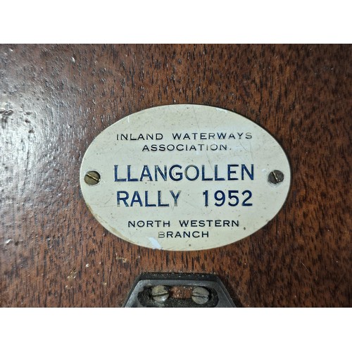 211 - An International Waterways Association (IWA) Commemorative plaque display, mounted on a hardwood boa... 
