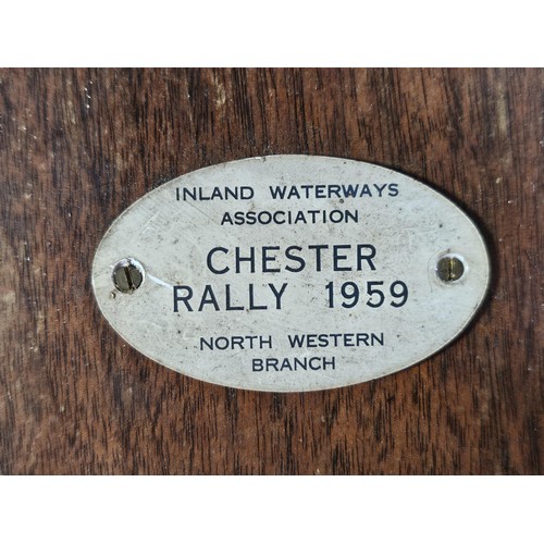 211 - An International Waterways Association (IWA) Commemorative plaque display, mounted on a hardwood boa... 