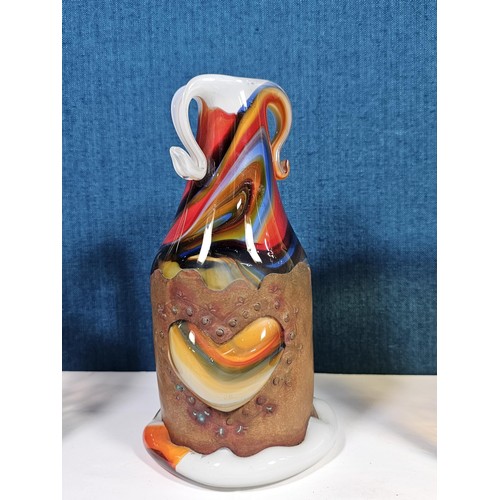 231 - Collection of 3x collectable art glass pieces to include a multicoloured Murano bottle shaped vase w... 