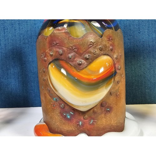 231 - Collection of 3x collectable art glass pieces to include a multicoloured Murano bottle shaped vase w... 