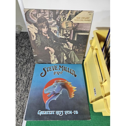 195 - Crate containing a quantity of assorted LP's of various genre to include U2, Adam Ant, Slade, ABBA, ... 