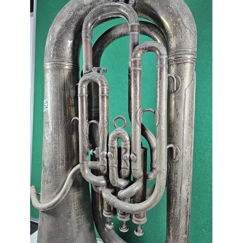 162 - A vintage Class A three valve silver plated Tuba by Boosey & Co, London, has a clear makers stam... 