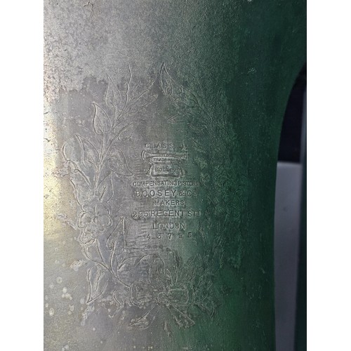 162 - A vintage Class A three valve silver plated Tuba by Boosey & Co, London, has a clear makers stam... 