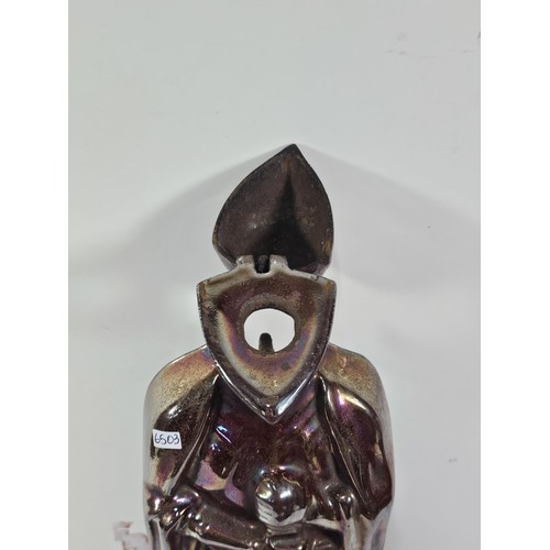 163 - A good quality Bilson enamelled iridescent fireside knight formed companion stand, in good order wit... 