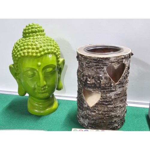 175 - Large collection of collectables to include ink stamps, bark effect pillar candle holder with heart ... 