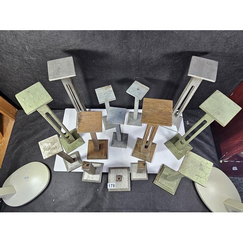 178 - A collection of 11x good quality wooden pillar candle stands two include 5x candle stands with open ... 