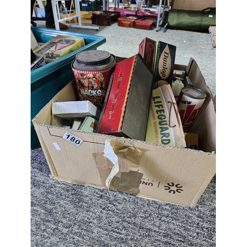 180 - Large quantity of collectables to include 2x boxes of vintage 1960's tennis balls by Dunlop, a box o... 