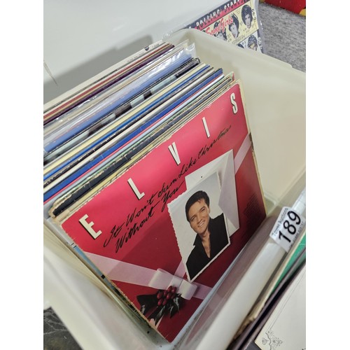 189 - Box containing a large quantity of Lp's of various genre to include Carpenters, Blue, Pink Floyd, Jo... 