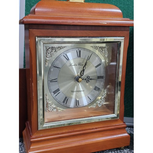 200 - Small quantity of clocks to include a good quality wooden mantle clock striking on a coiled gong com... 