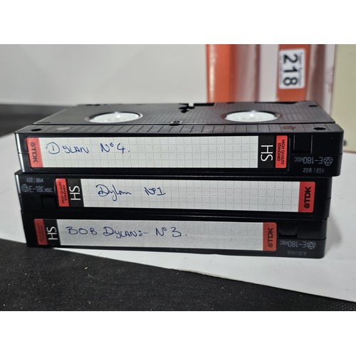 218 - A collection of 3 home recorded Bob Dylan VHS tapes of various concert footage.