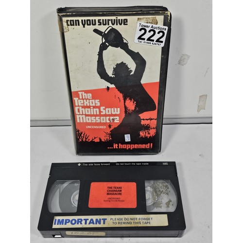 222 - A rare and collectable original Pre Cert The Texas Chainsaw Massacre UK release VHS cassette, Cat No... 