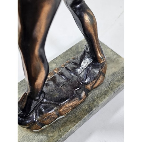 225 - A good quality bronze effect resin figure of a Spartan Gladiator complete with spear and shield, the... 
