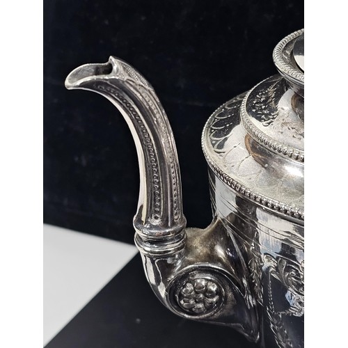230 - A good quality silver plated teapot with Garland engraving around the sides, the teapot is in good o... 