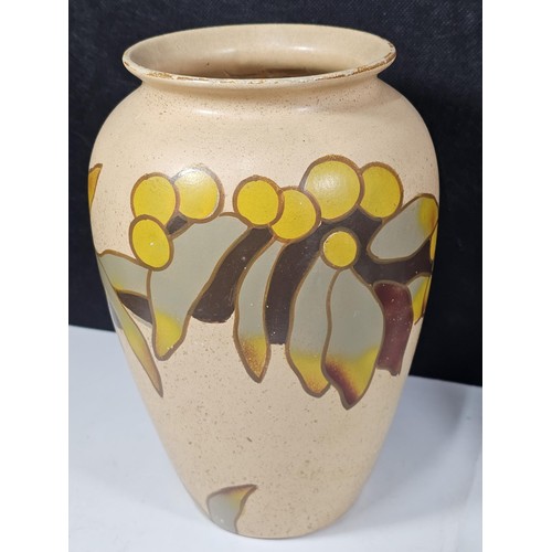 234 - A shelf full of collectable pieces to include a pair of hand painted Vaseline vases a hand painted f... 