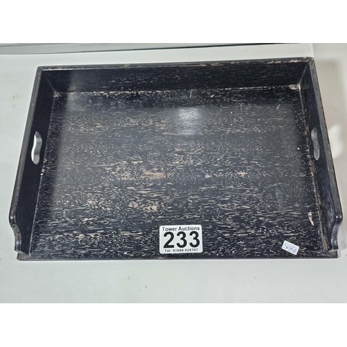 233 - A quantity of collectables to include an ebony dressing table set consisting of a pair of brushes st... 