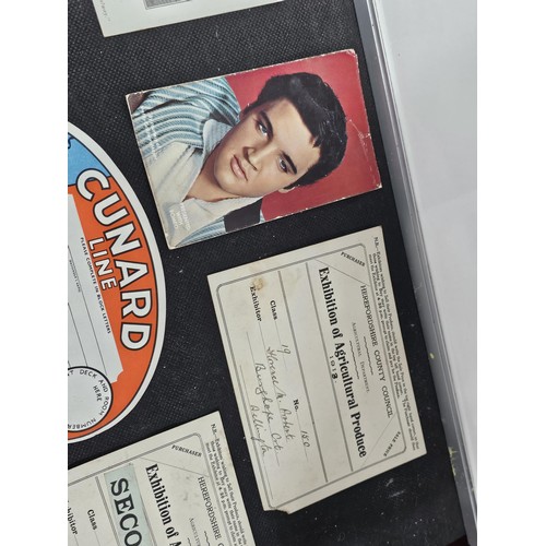 215C - A quantity of interesting antique ephemera to include 2x Cunard Line unused luggage labels a photogr... 