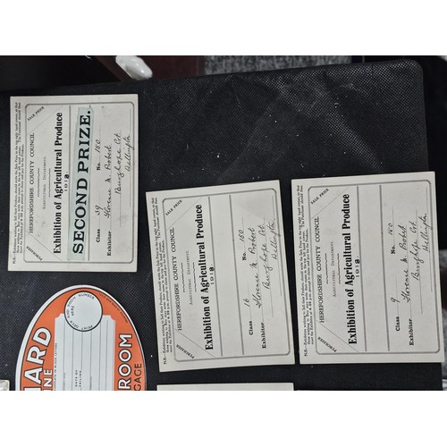 215C - A quantity of interesting antique ephemera to include 2x Cunard Line unused luggage labels a photogr... 