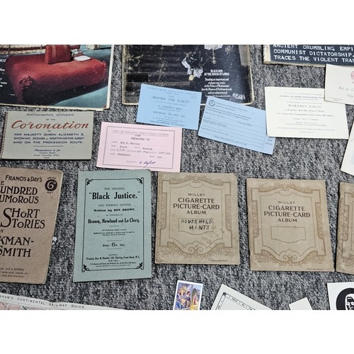 215F - Large quantity of various vintage and antique ephemera to include 3x large scrap books which are mos... 