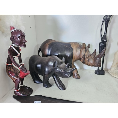 2x shelves containing a large quantity of wooden items to include hand ...