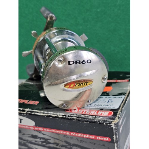 8 - Vintage MASTERLINE DEBUT DB60 MULTIPLIER REEL, UNUSED in Original Box, Level Wind, Right Hand Retrie... 
