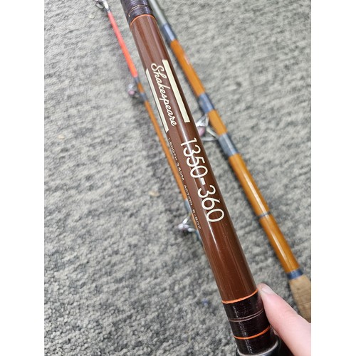 2 - 2 cork handled fishing rods, both are 2 piece with the corks and eyes in good order, complete with a... 