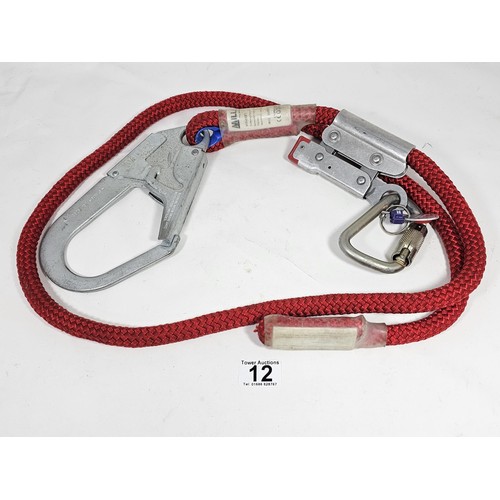 12 - Industrial fall‑arrest lanyard comprising a Miller locking snap hook, Miller rope‑grab device, and l... 